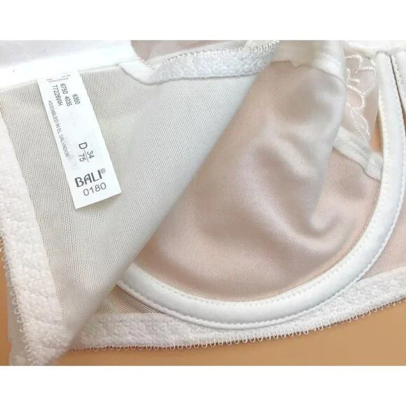 Bali Full Support Flower Bra 34D White New With Tags - Picture 5 of 7